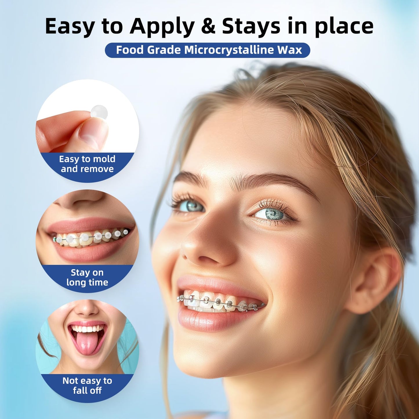 RAZOKO Orthodontic Wax for Braces - 180 Dental Wax Dots, Mint Flavor | Hygienic Individual Wraps, Strong Adhesion for Brackets & Wires