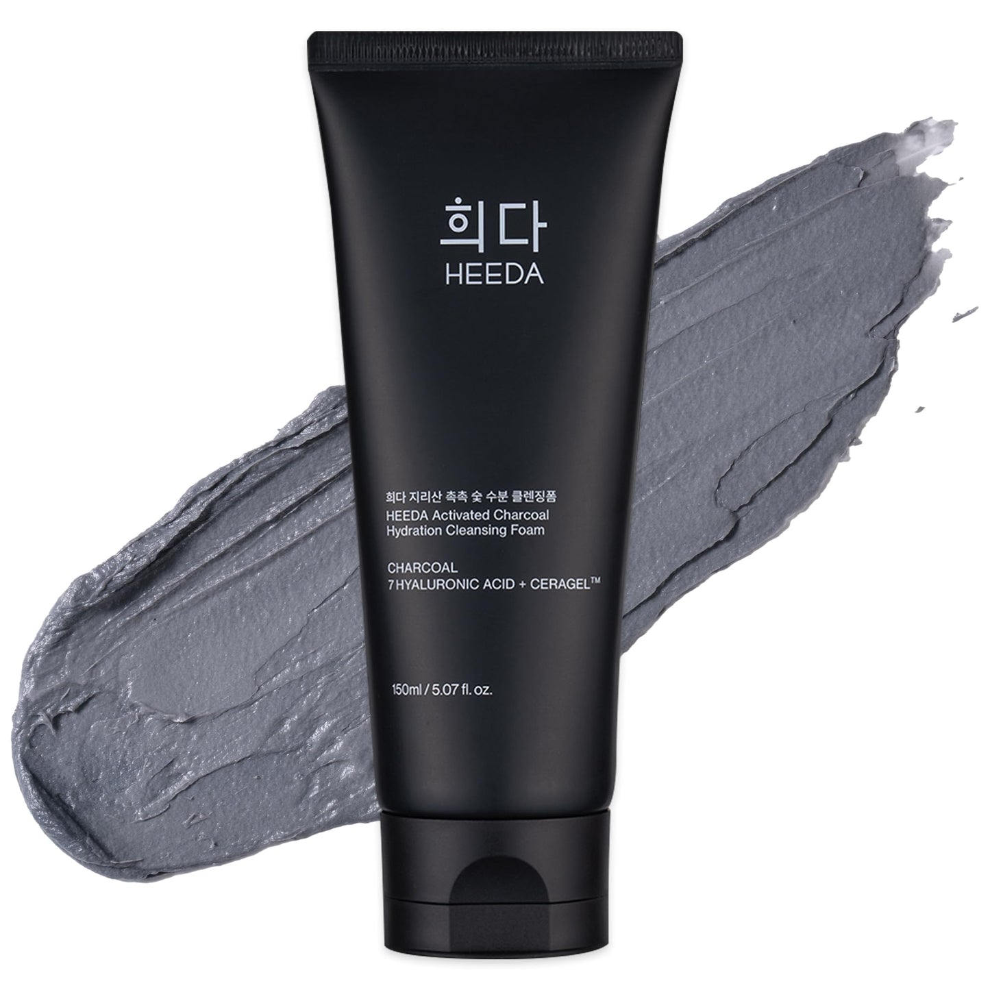 HEEDA Hyaluronic Acid & Ceramide All-In-One Cleanser, Deep Hydrating Face Wash with Charcoal, Coconut, and Turmeric for Radiant, Moisturized, and Balanced Skin