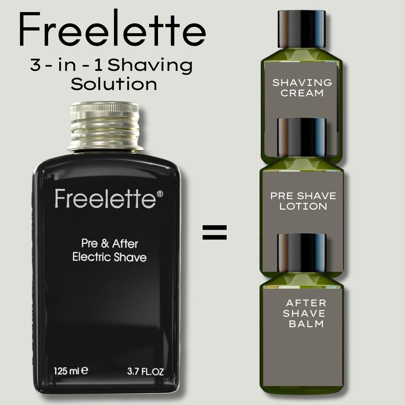 Pre Electric Shave After Shave Lotion Cream - Close Shave Balm - Smooth Irritation Free Shaving - Cooling Pre and Post Shave Balm. Freelette (MINT/BERGAMOT) 3.76 FL.OZ