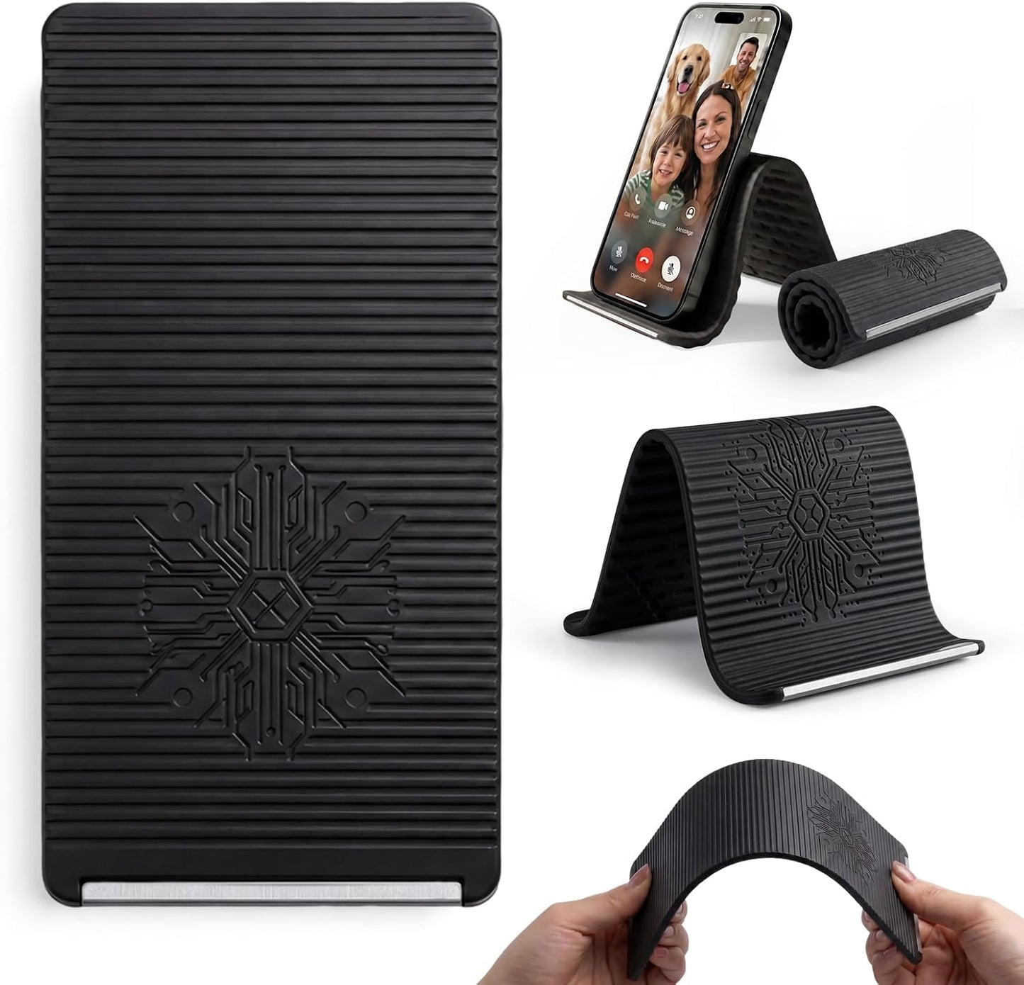 Flexible Silicone Phone Stand - Anti-Slip Holder for Tablet & Laptop | Adjustable Shape, Black