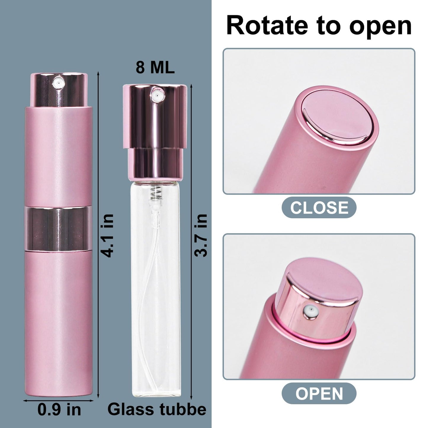 HDFCLUP 10 PCS 8ml Perfume Atomizer Refillable Bottle, Cologne Travel Spray Bottle, Mini Spray Empty for Refill, Refillable Portable Sprayer (Pink)