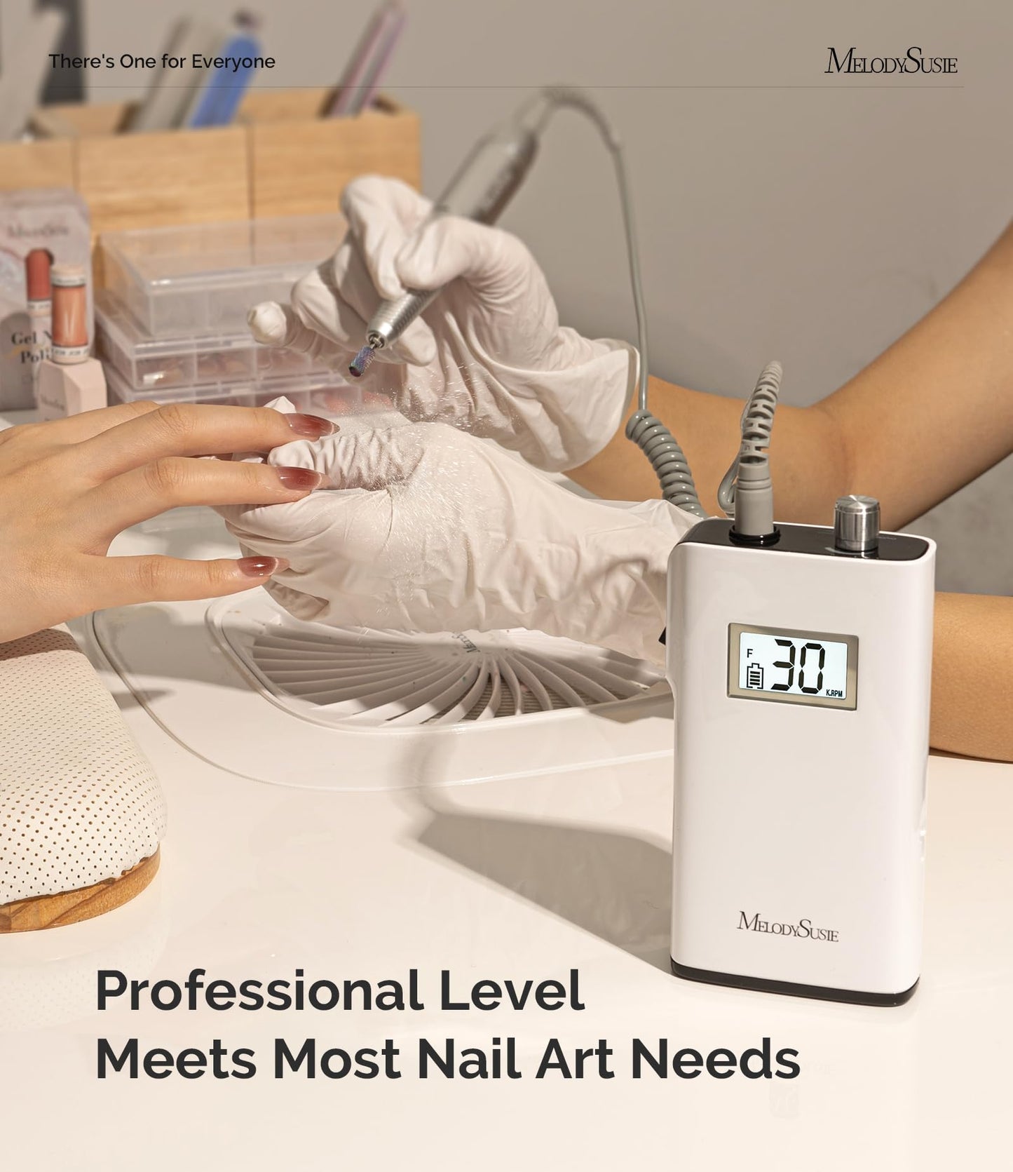 MelodySusie Entry-Level Clip-On Rechargeable Nail Drill, Scamander(SC320H) 30000RPM Popular Classic E-File with LCD Display for Manicure Shaping & Gel Removal, Perfect for Nail Art Training & Home Use