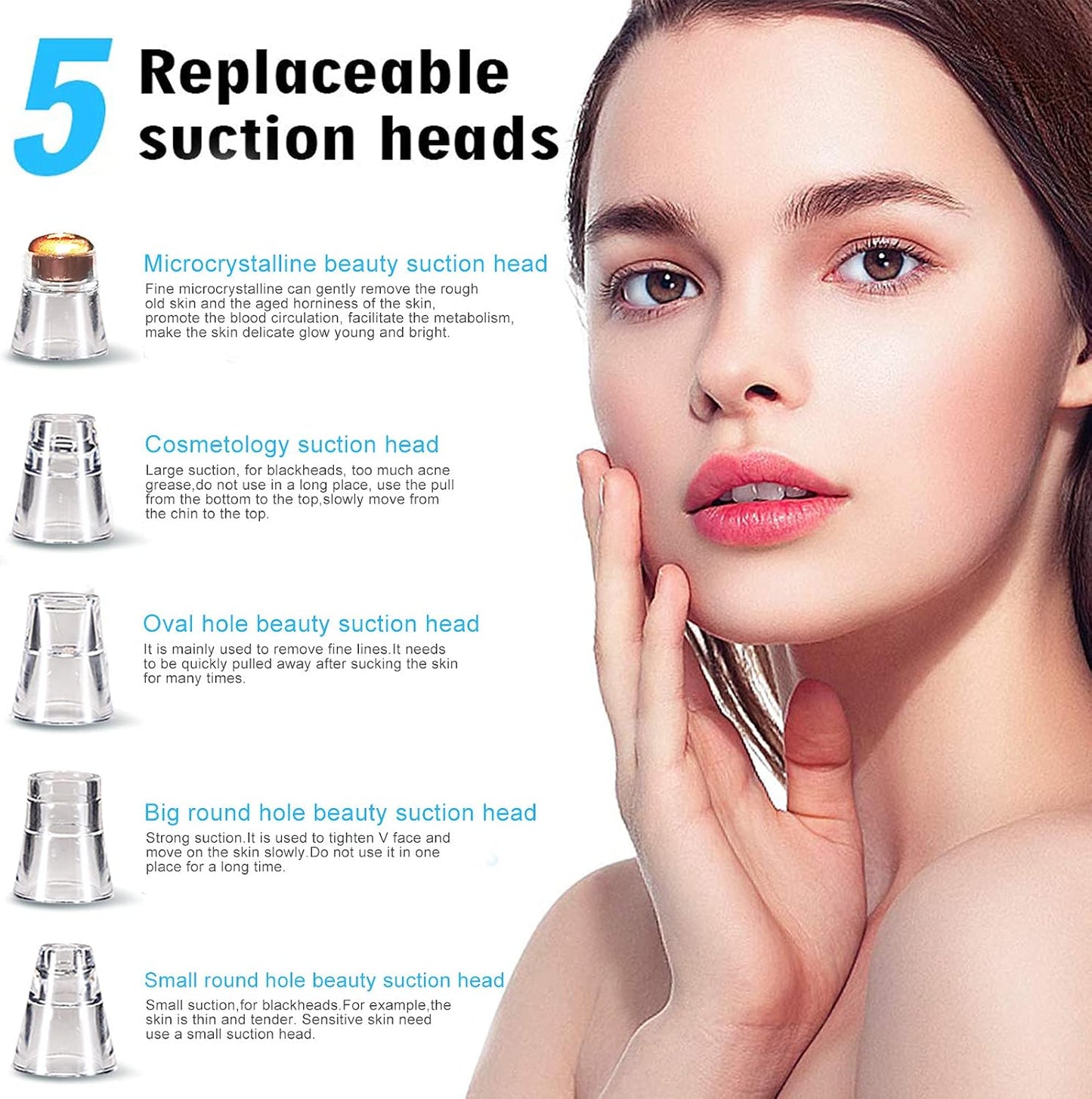 Blackhead Remover Pore Vacuum - Electric Facial Cleaner with 5 Probes | USB Rechargeable Suction Tool