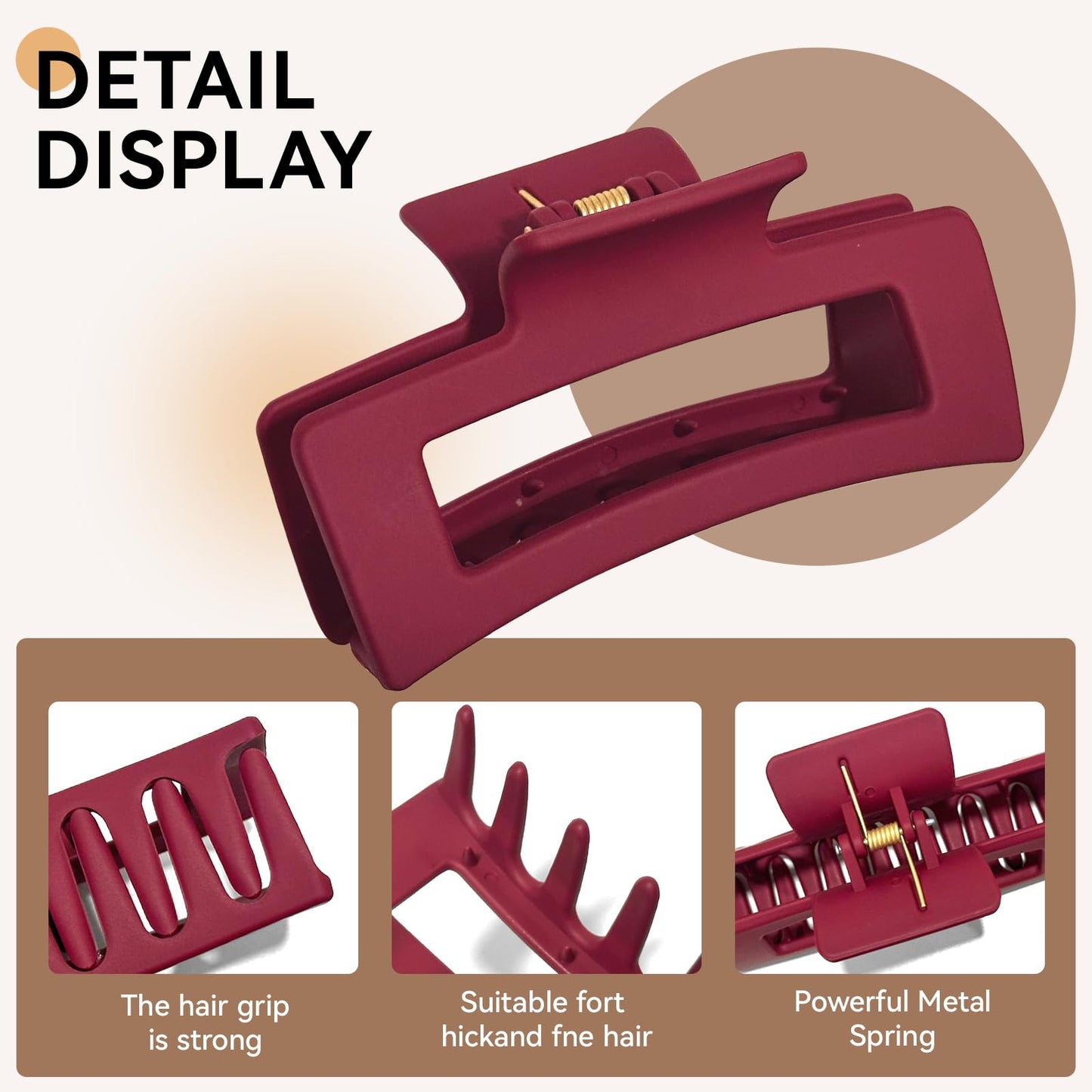 Mtiyoose 4Pcs Large Soft Matte Skin-Feel Claw Clips,4.1" Non-Slip Strong Hold,No Hard Plastic,Durable Unbreakable,Comfy Clip for Thin/Thick/Curly Hair,Lightweight All-Day Strong Hold Jaw Clip