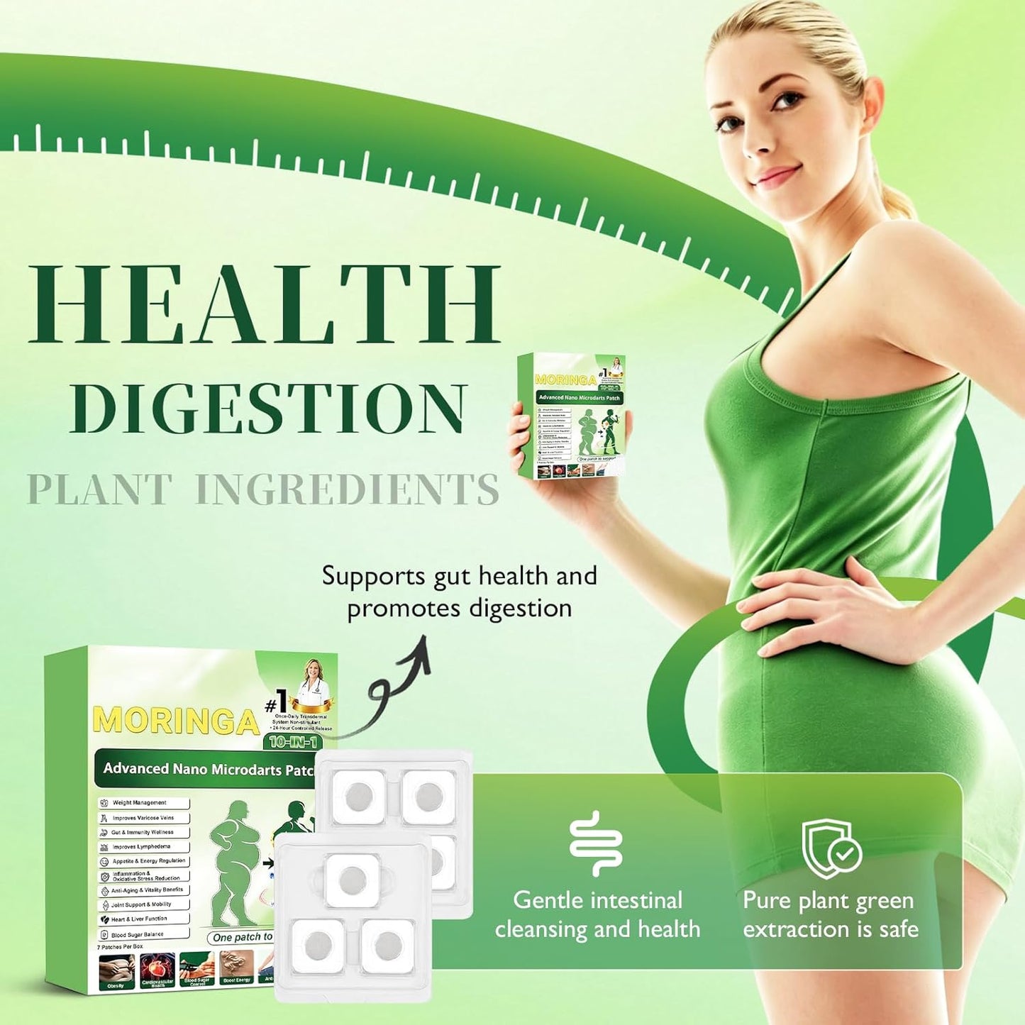 Moringa 10-in-1 Nano Microdarts Patches - Natural Body Treatment for All Skin Types | 3 Boxes