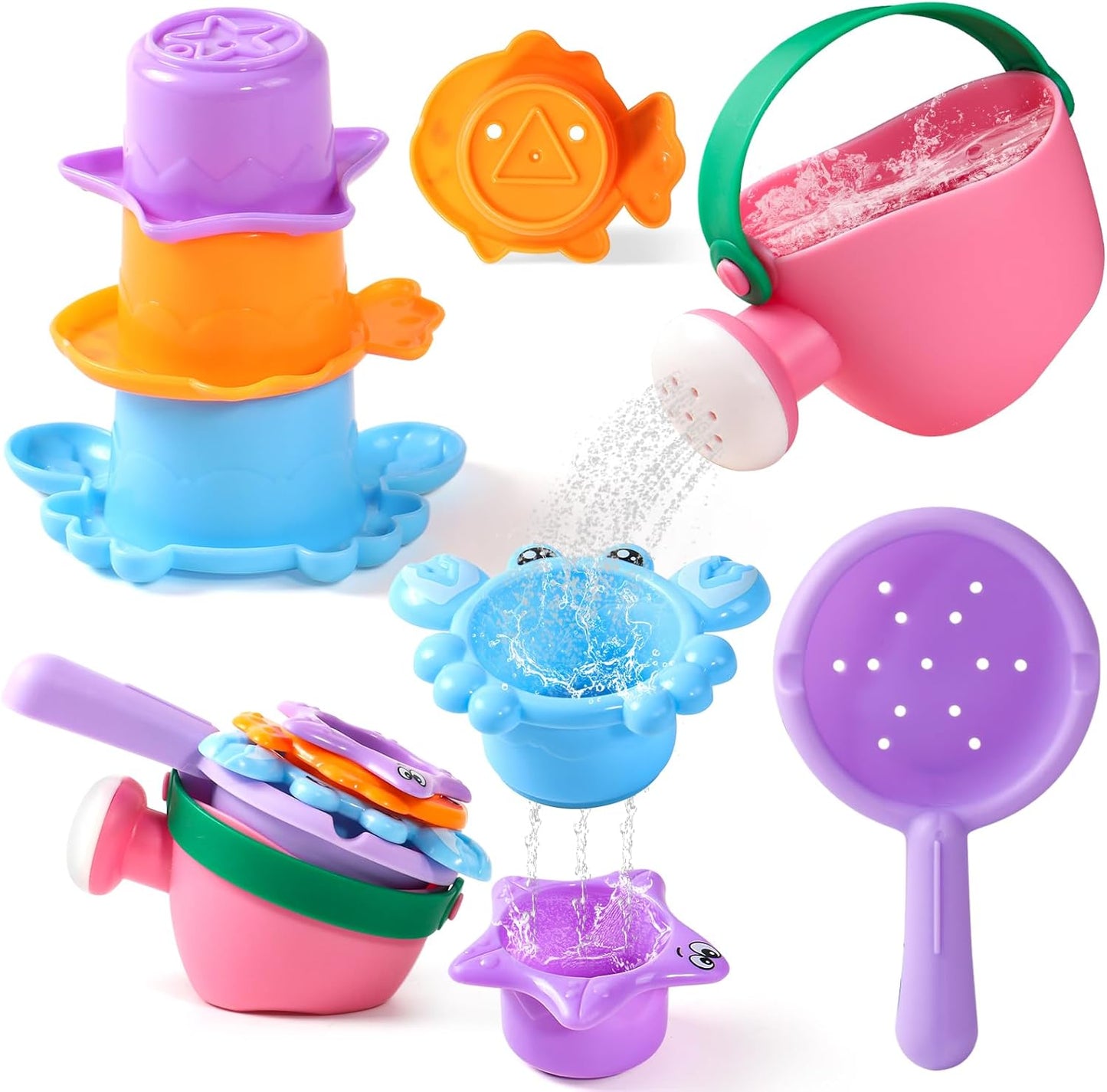 Baby Bath Toys for Toddlers Ages 1-3 | Mold-Free Fun for Bathtubs, Pools & Beaches - 5 PCS (Random Colors)