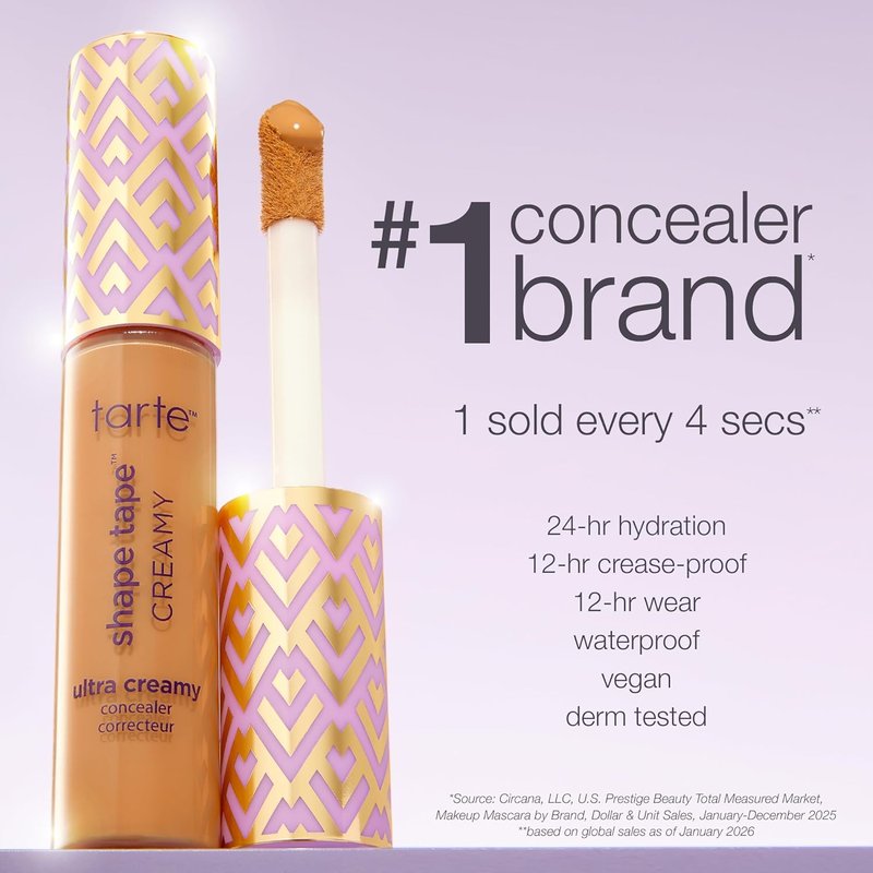 Tarte Shape Tape Concealer - Full Coverage, Hydrating Matte Finish | Vegan, 24HR Wear for Redness & Fine Lines