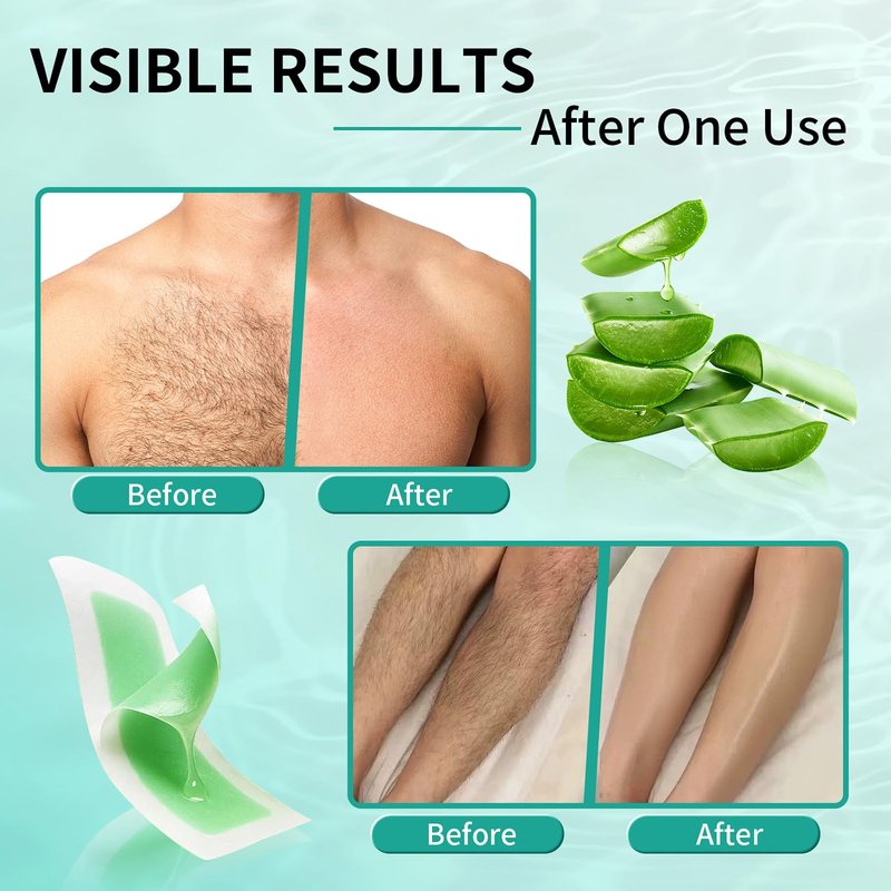 Wax Strips, 40 Pcs Wax Strips For Face & Body, Waxing Strips For Hair Removal At Home For Facial, Arms, Legs, Underarms, Bikini, Back, Women And Men (20*Big, 20*Small，4*Oil Wipes)