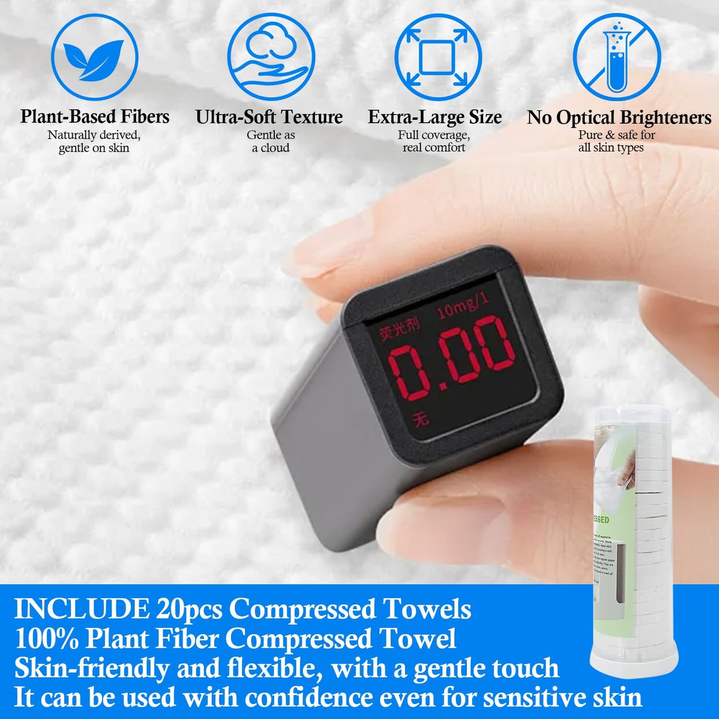 Hot Towel Warmer Machine, 5-Second Instant Heating to 55°C (131°F), Smart Voice Alert Automatic Dispenser with 20 Compressed Towels, Compact Spa Quality for Home Bathroom/Salon/Facial Skincare Use