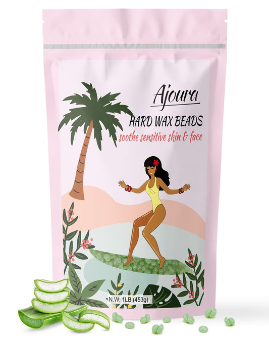 Wax Beads, Ajoura 1lb Hard Wax Beans for Sensitive Skin Hair Removal for Full Body, Bikini, Face, Eyebrow, Back, Chest, Legs, Armpit, Upper Lip, Home Refill for Wax Warmer Kit (Green)