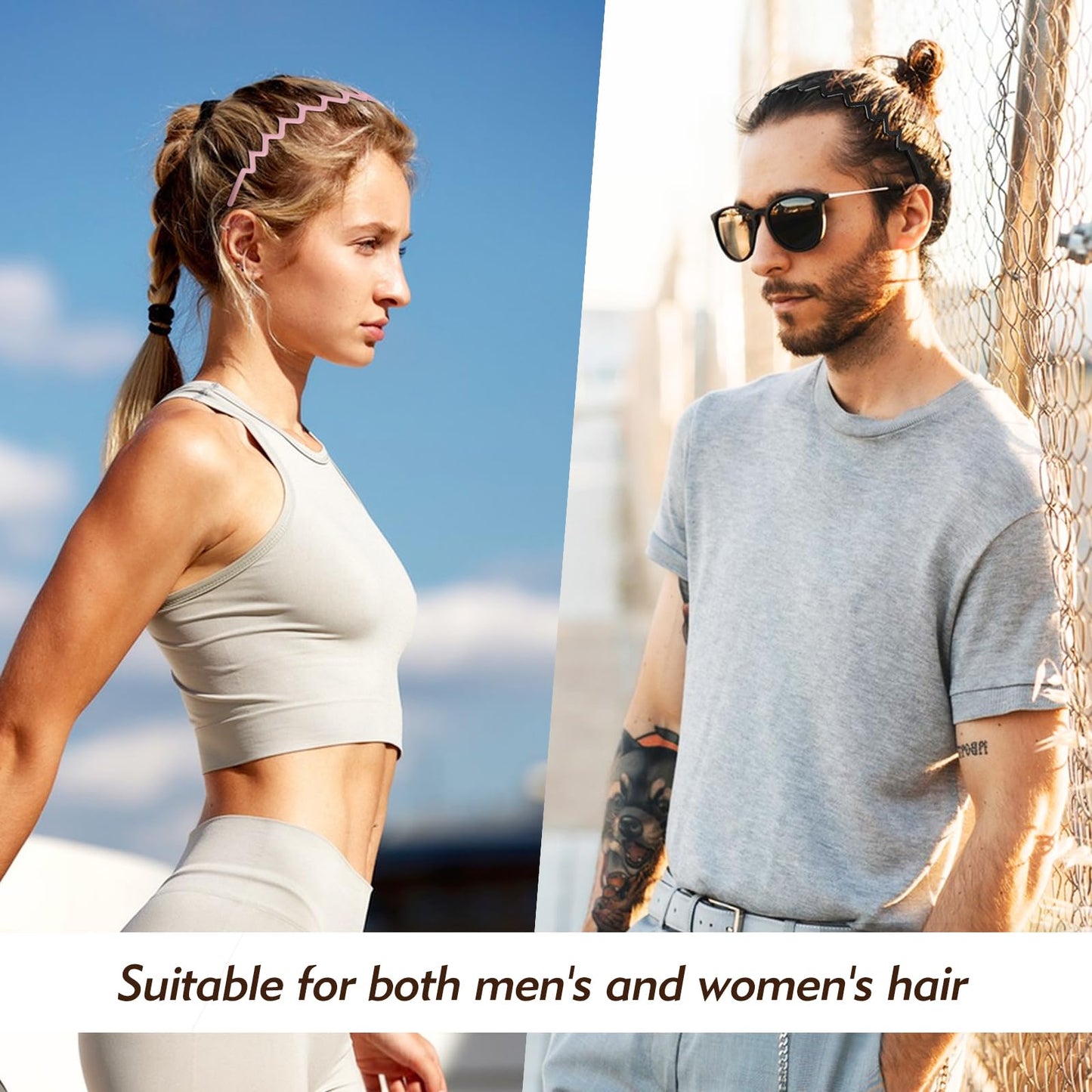 MIVZO Zig Zag Headbands - 4Pcs Non Slip Comb Headband with Teeth for Women Classic Wavy Claw Headband for Men‘s Women's Hair Fashion Hair Accessories