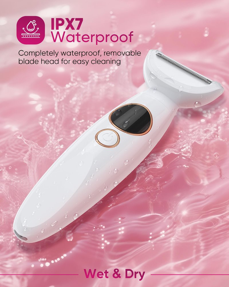 ANYLIV 3 in 1 Bikini Trimmer for Women, Electric Razors for Women with Display, Painless Bikini Trimmer, USB Charging, Electric Shaver for Woman,Shaver for Woman for Face, IPX7 Waterproof,White