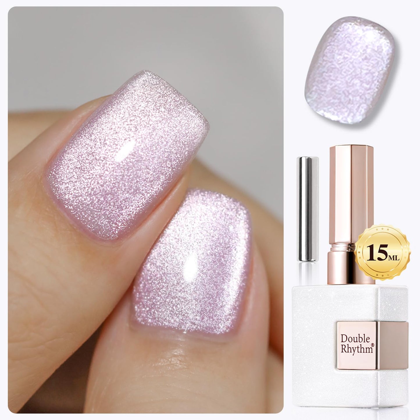 Cat Eye Gel Polish - 15ML Holographic Glitter Shimmer in Purple | Soak Off Magnetic Nail Art