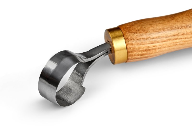 STAMESKY Scorp Knife | Round Carving Tool for Spoons, Bowls, and Cups | Spoon Bowl Carving Tools | for Beginners | Oak Wood Handle with Carbon Steel Blade (Angled Full Scorp)