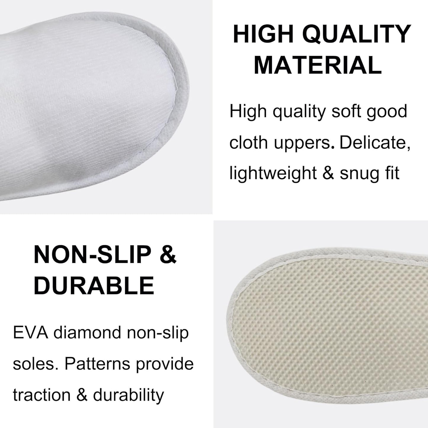 Disposable Spa Slippers - Soft Fleece, Individually Wrapped | 24 Pairs for Hotels, Travel & Home Use - White