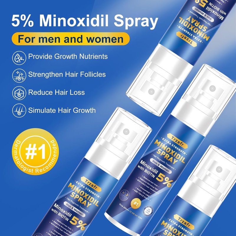 Minoxidil Hair Growth Serum for Men & Women - Extra Strength with Biotin | 6-Month Supply 4-Pack (14 fl oz)