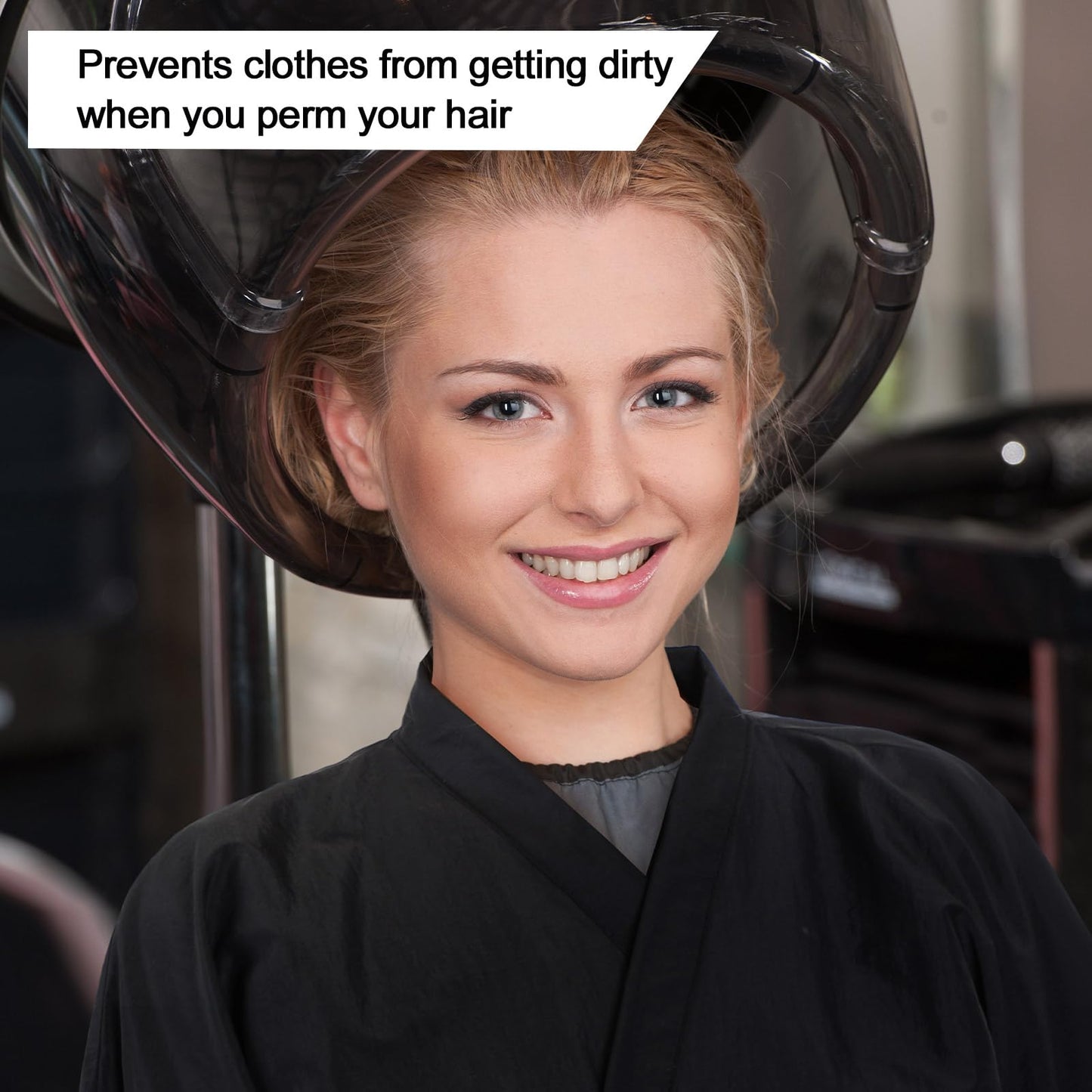 Toulite 8 Pieces Salon Robes Smock for Clients Hair Salon Gown Cape Black Barber Smock Kimono Style Hair Stylist for Clients(1 Pocket)