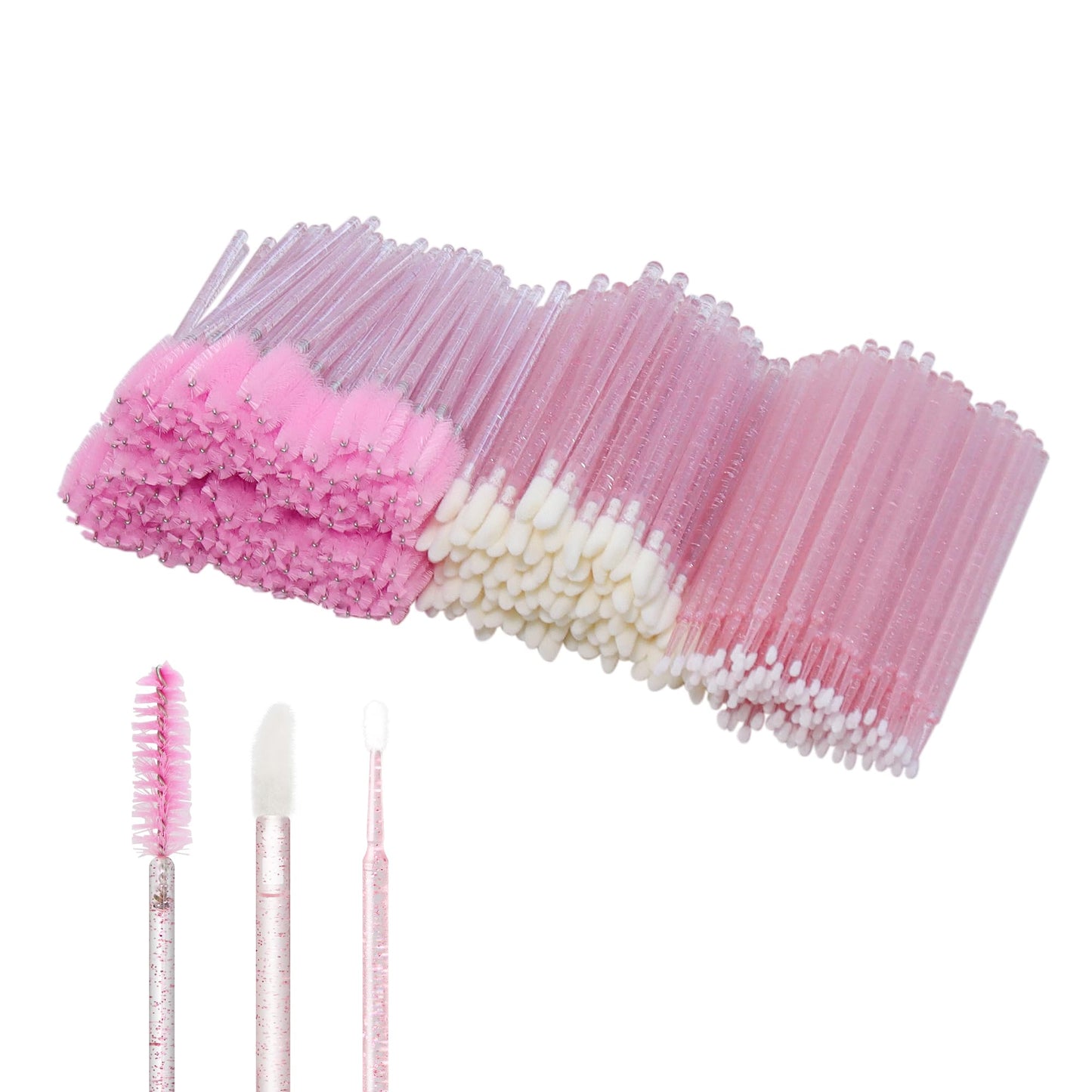 ANNAFRIS 300pcs Eyelash Extension Supplies Kit Disposable Lash Spoolies Brushes Mascara Lip Brushes(Brush Kit-B)