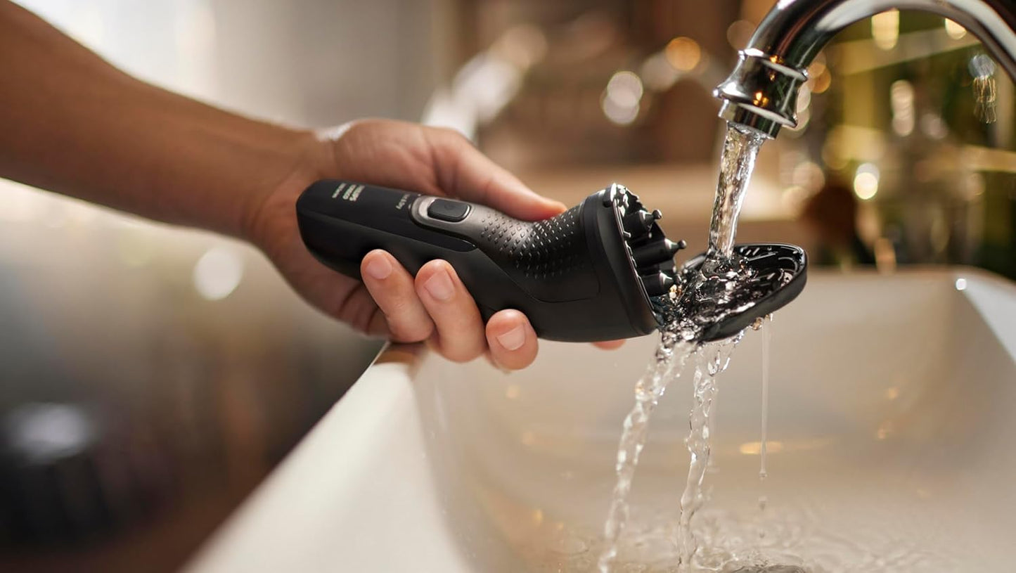 Philips Norelco Shaver 2400 Series - Wet & Dry Electric Shaver with Pop-Up Trimmer | Deep Black, Model X3001/90