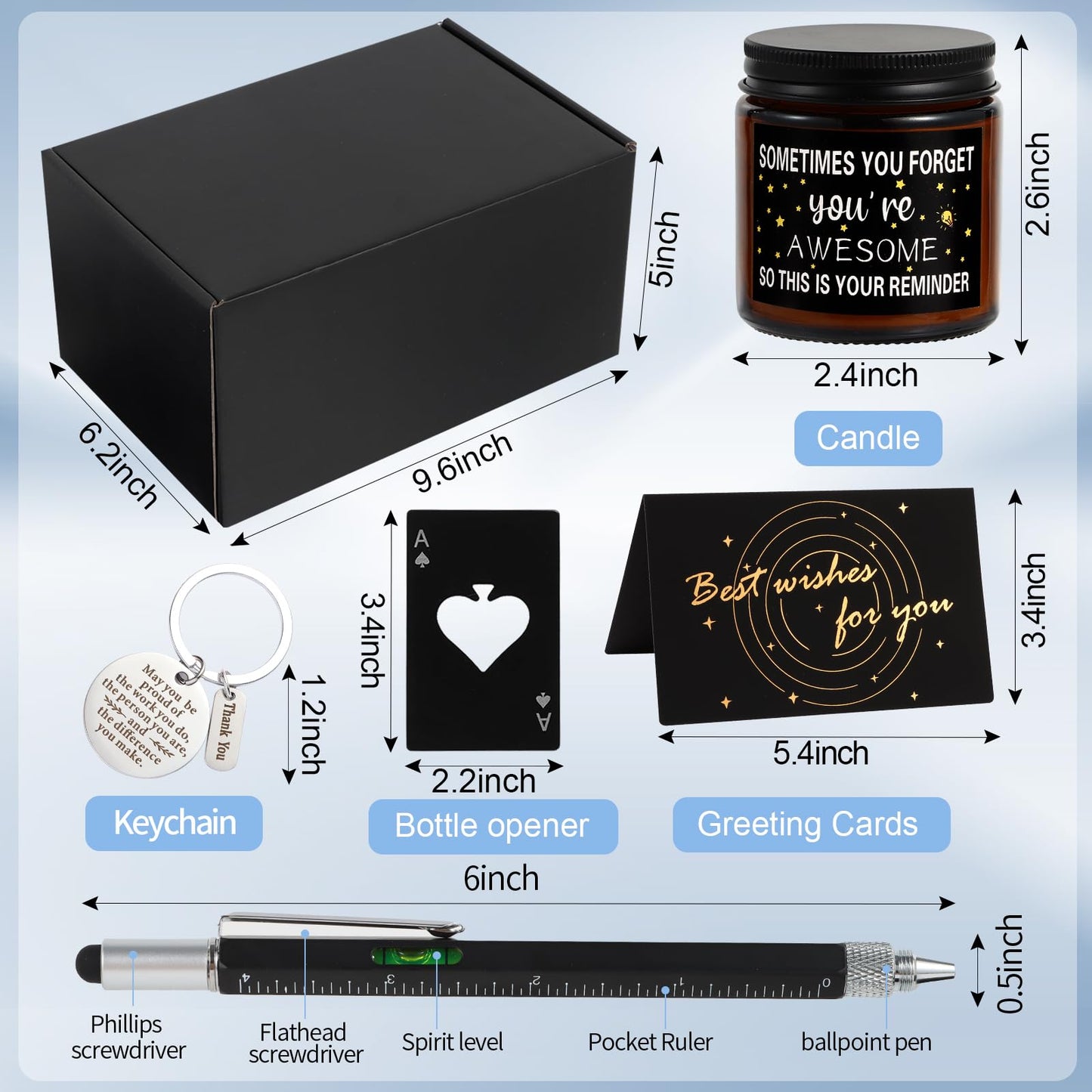 Kolewo4ever 9 Pieces Employee Appreciation Gifts for Men Housekeeping Week Appreciation Gifts Thank You Gift May you Be Proud Gift for Team Coworkers Farewell Male Friend