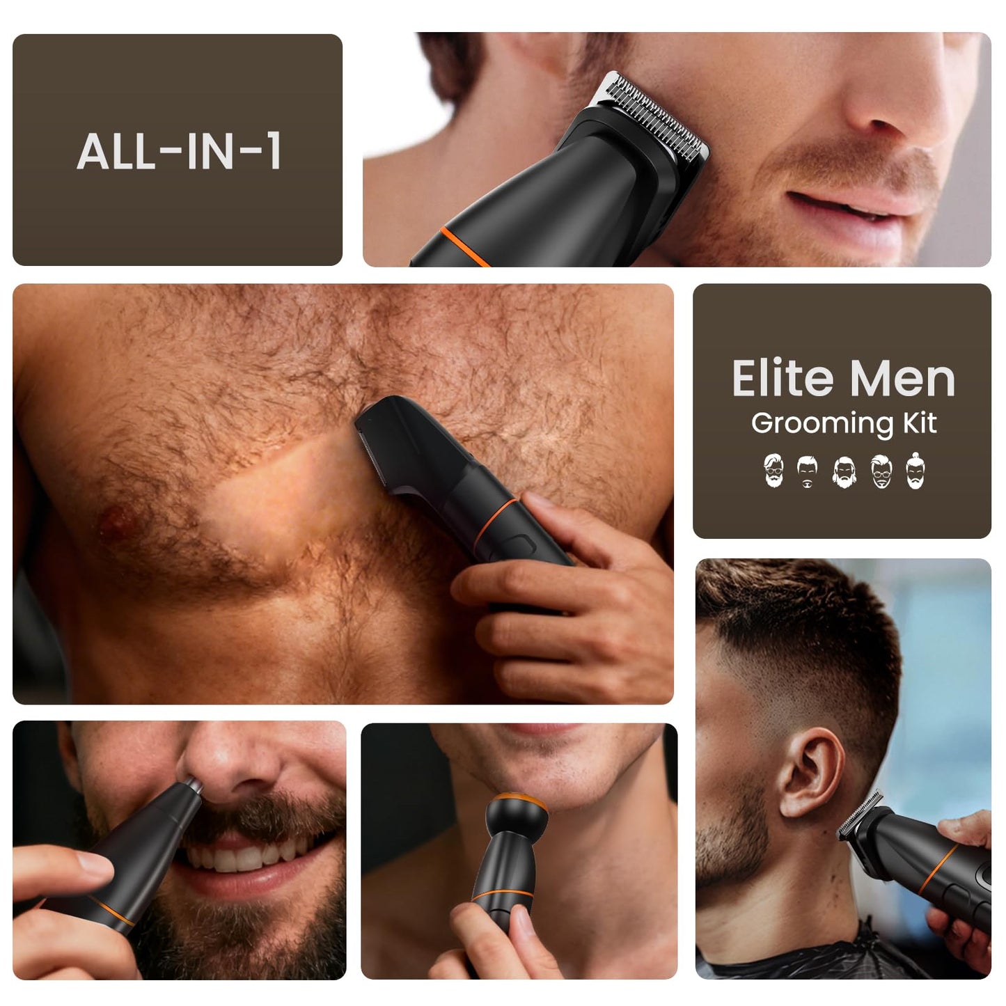 MAXGROOM Manscape All-in-One Body & Pubic Hair Trimmer for Men, No-Nick Groin & Ball Shaver, Waterproof Mens Electric Grooming Kit with LED Display, USB Rechargeable (Black)