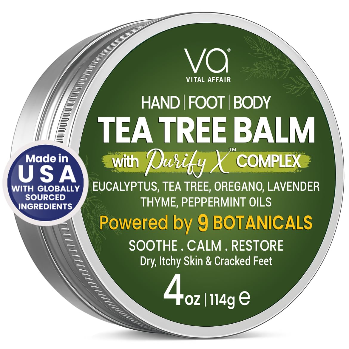 Tea Tree Oil Balm - Soothing Relief for Rashes, Athlete’s Foot & Bug Bites | 2 oz - Gentle for All Ages