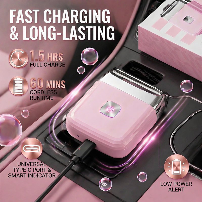 Mini Electric Razor for Women, Travel IPX7 Waterproof Rechargeable Trimmer Shaver, Alloy Body for Bikini, Arms, Legs, Faces with Portable Carry Bag