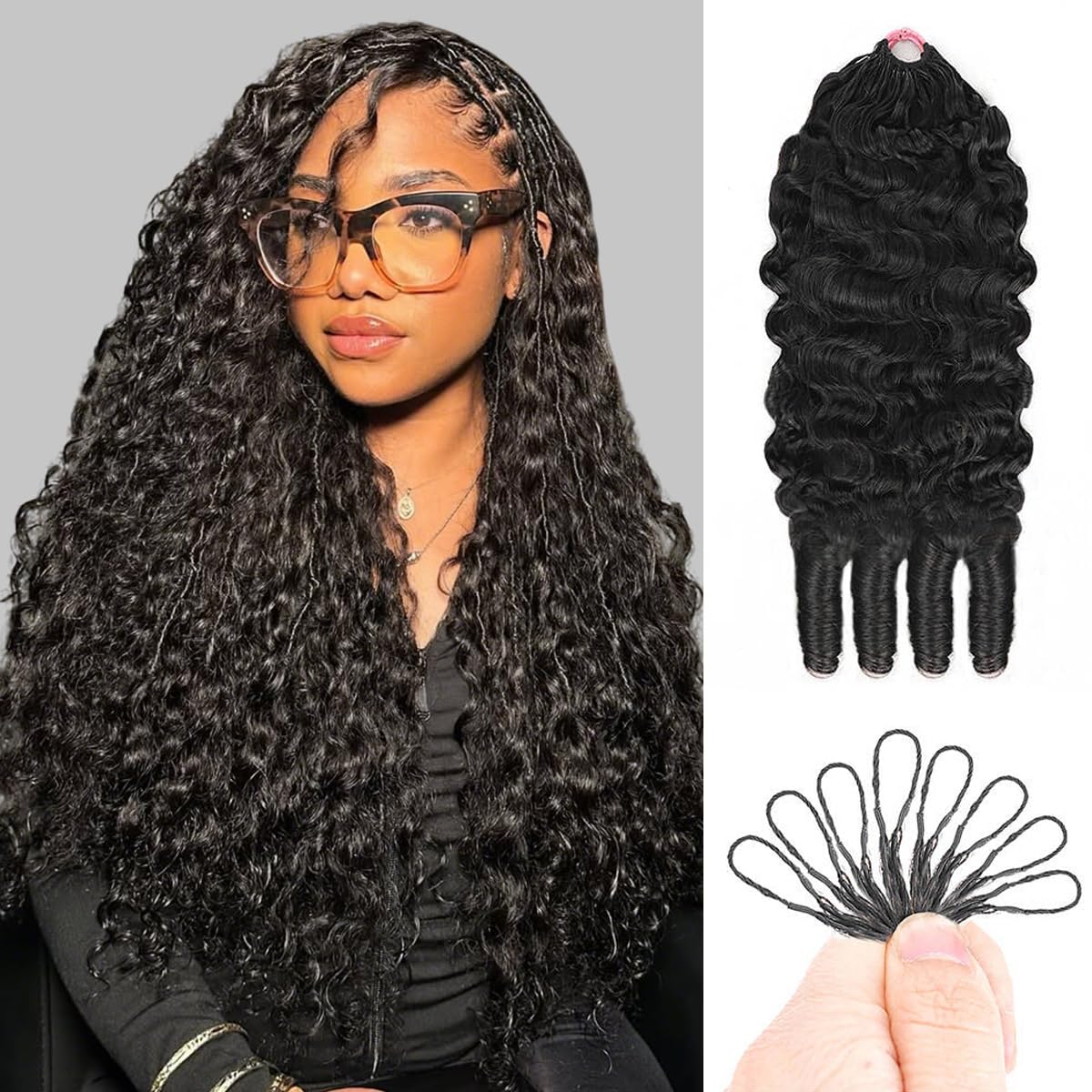 Burmese Curly Crochet Hair - 120g Knotless Pre-Separated Bundles | 16-Inch Natural Black for Black Women