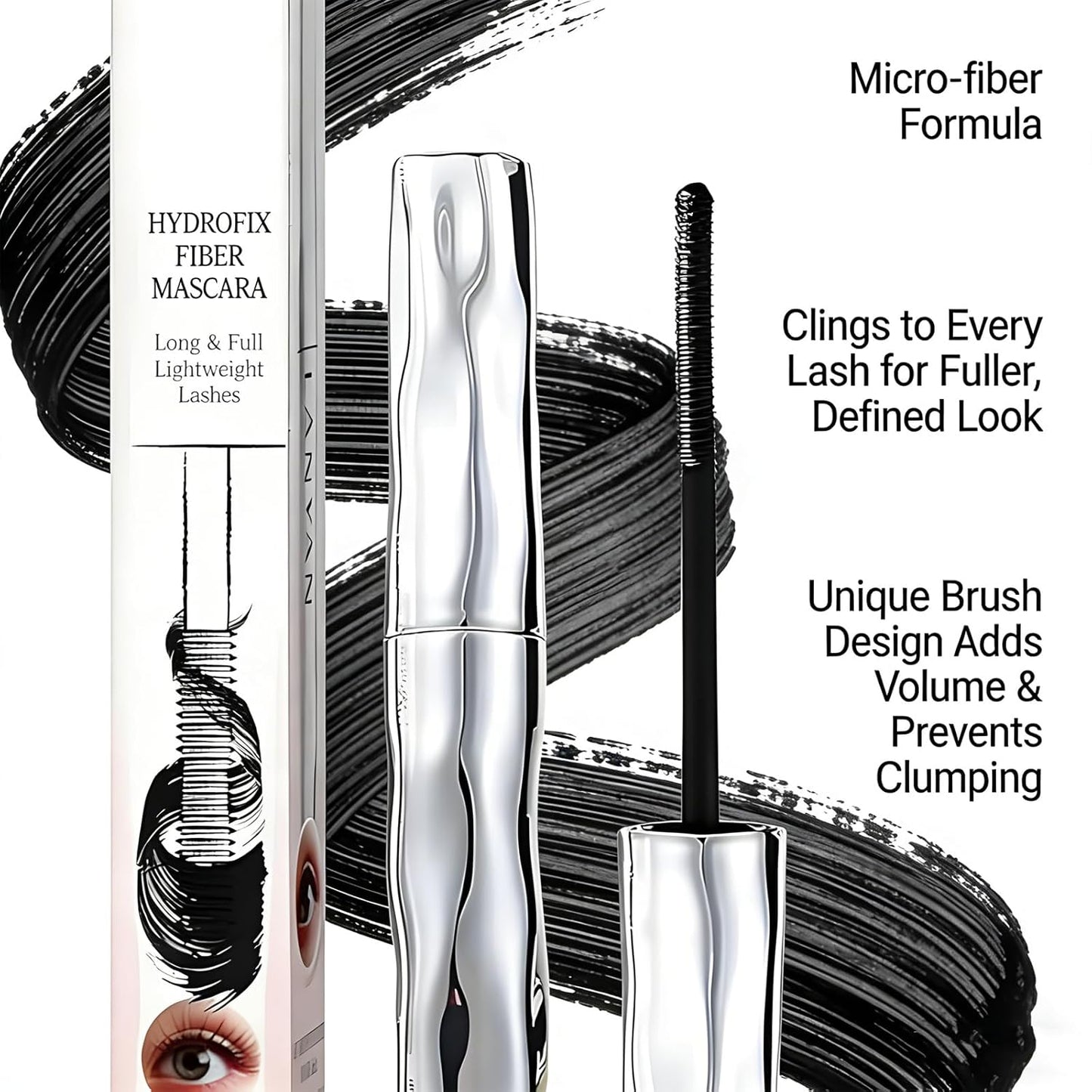 Waterproof 3D Curling Mascara - Sweatproof & Lengthening Black Formula | Washable, New Wand Design