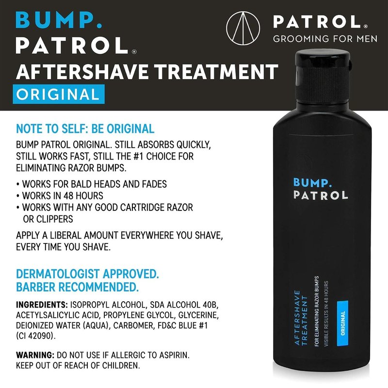 Bump Patrol Original Formula Aftershave Treatment Serum – Razor Bump Stopper and Ingrown Hair Treatment for Men and Women, Ingrown Hair Serum with Salicylic Acid - 2 oz (Pack of 1)