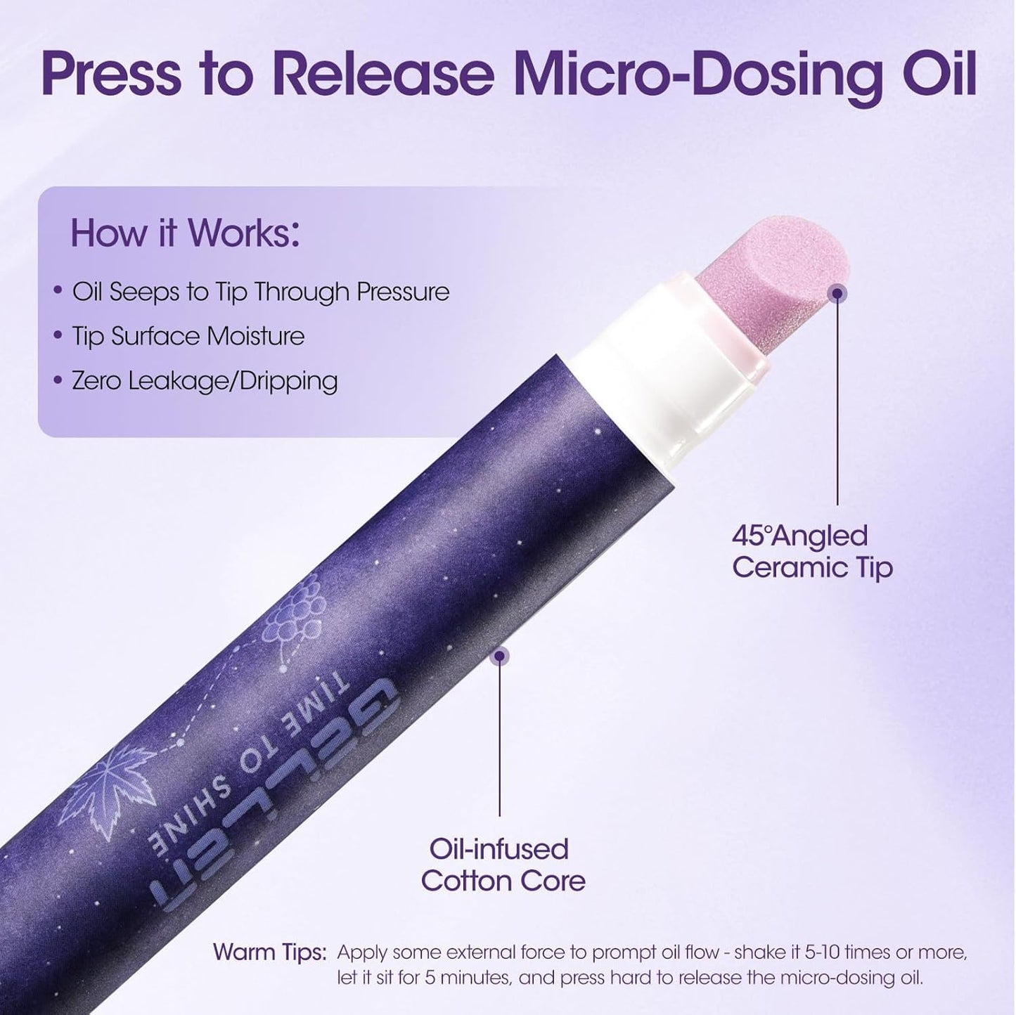Ceramic Cuticle Pusher Oil Pen Set - Cuticle Remover & Nourishing Oil for Hangnails | Easy Mess-Free Application
