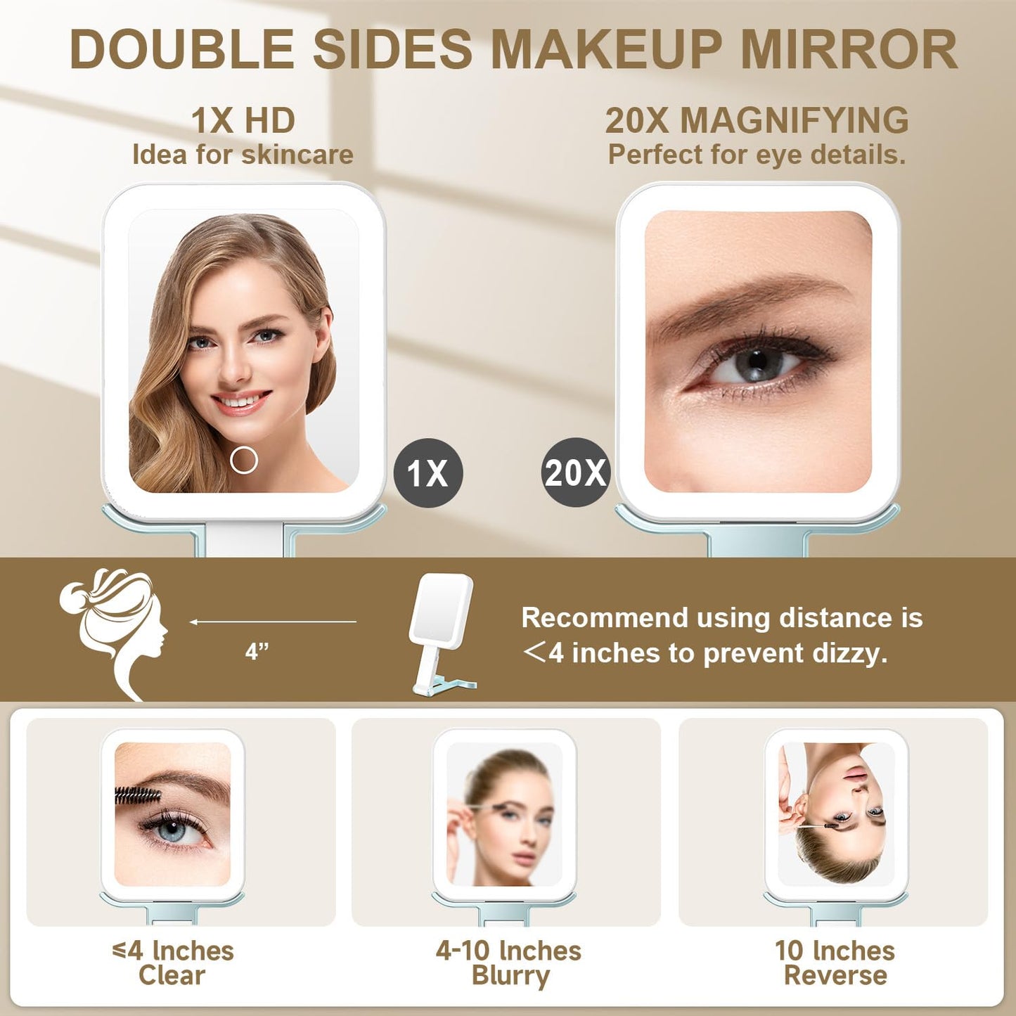 Mocado 20X/1X Magnifying Mirror with Light Travel Makeup Mirror with Lights