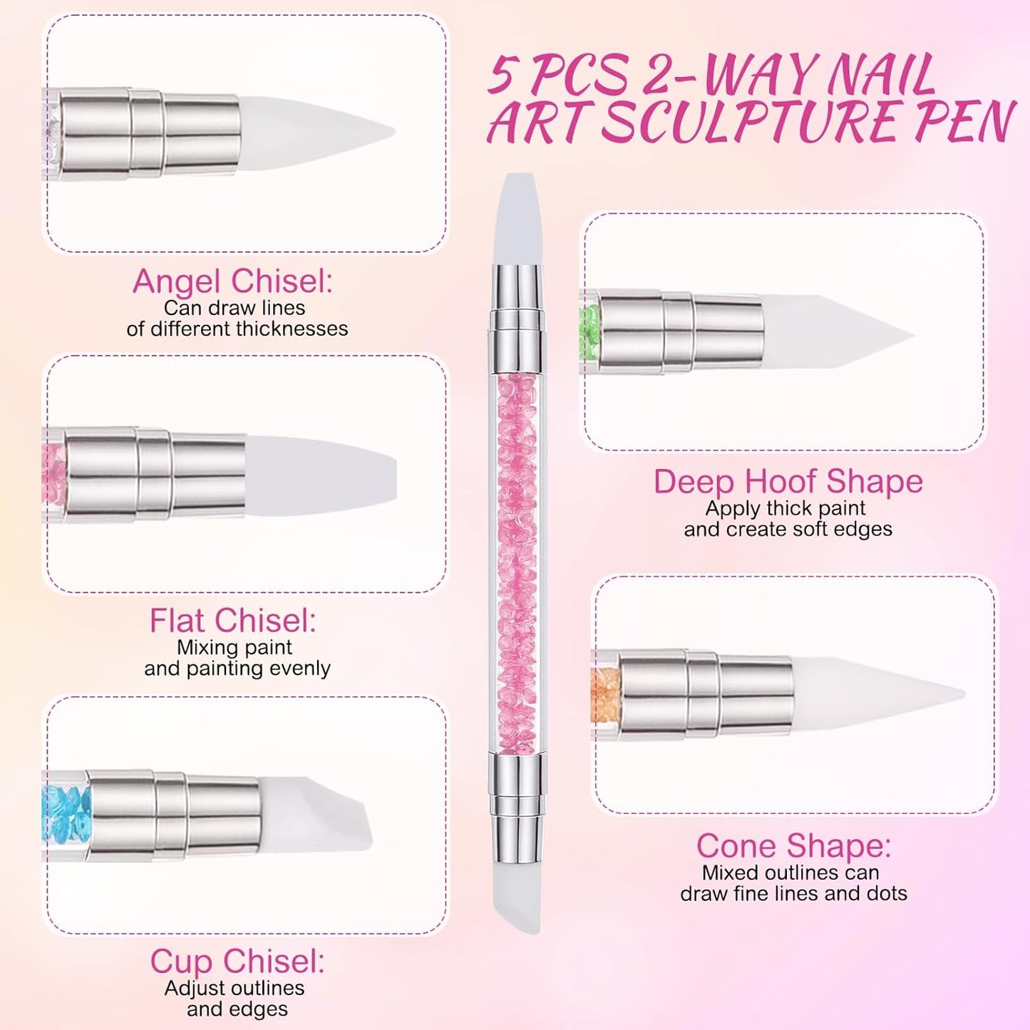 BESARME 11-Piece Nail Art Tools Set - Palette, Sculpture Pens & Dotting Pens for DIY Home Salon
