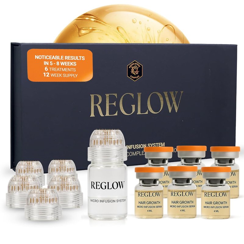 ReGlow Micro-Infusion Hair Density System - Scalp Treatment with Bio-Active Serum & Precision Applicators | 6 Applications for Fuller Hair & Beard