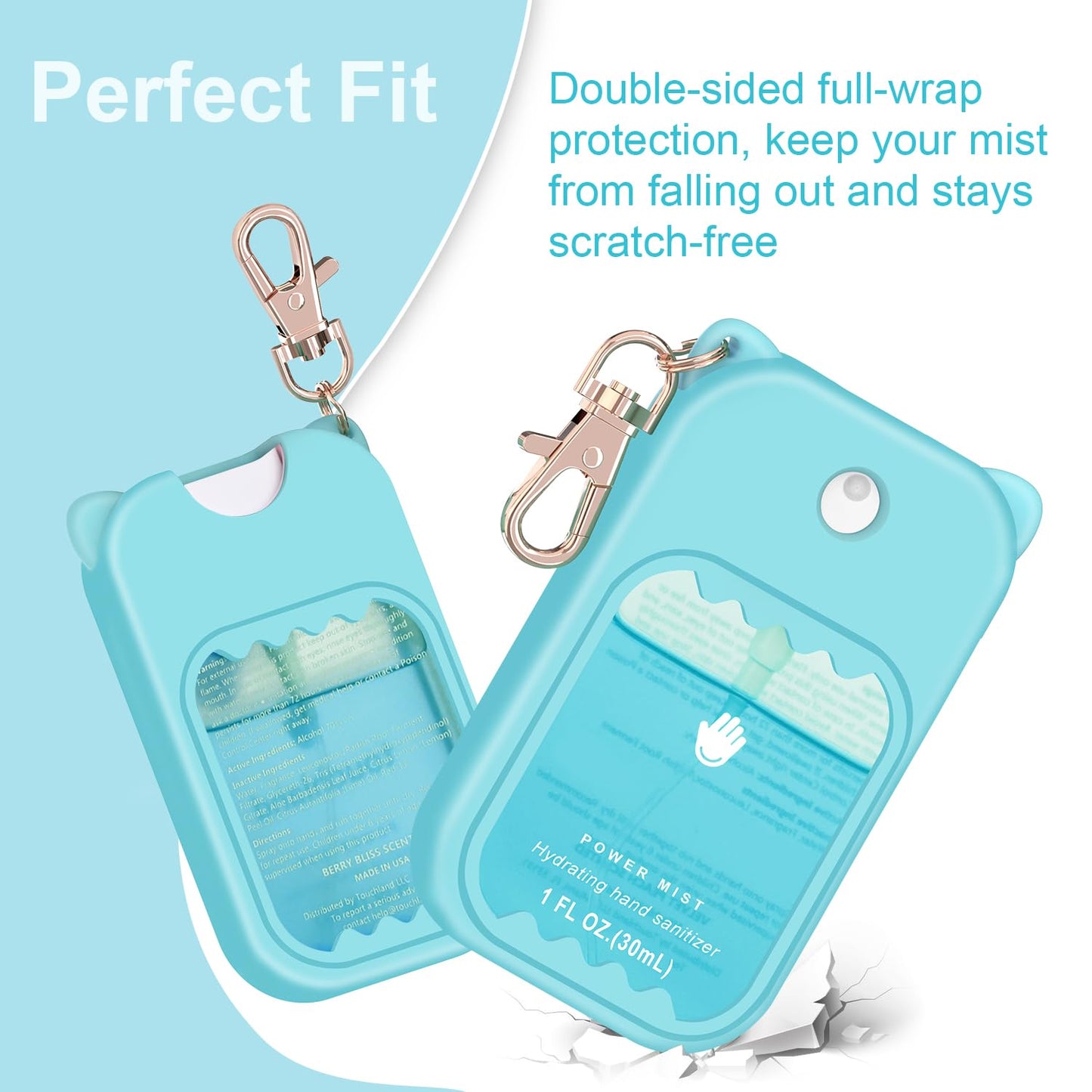 Hand Sanitizer Spray Case for Touchland Silicone Touchland Case Keychain Cute Hand Sanitizer Holder Keychain Compatible with Touch land Power Mist Gentle/Glow Mist, Blue