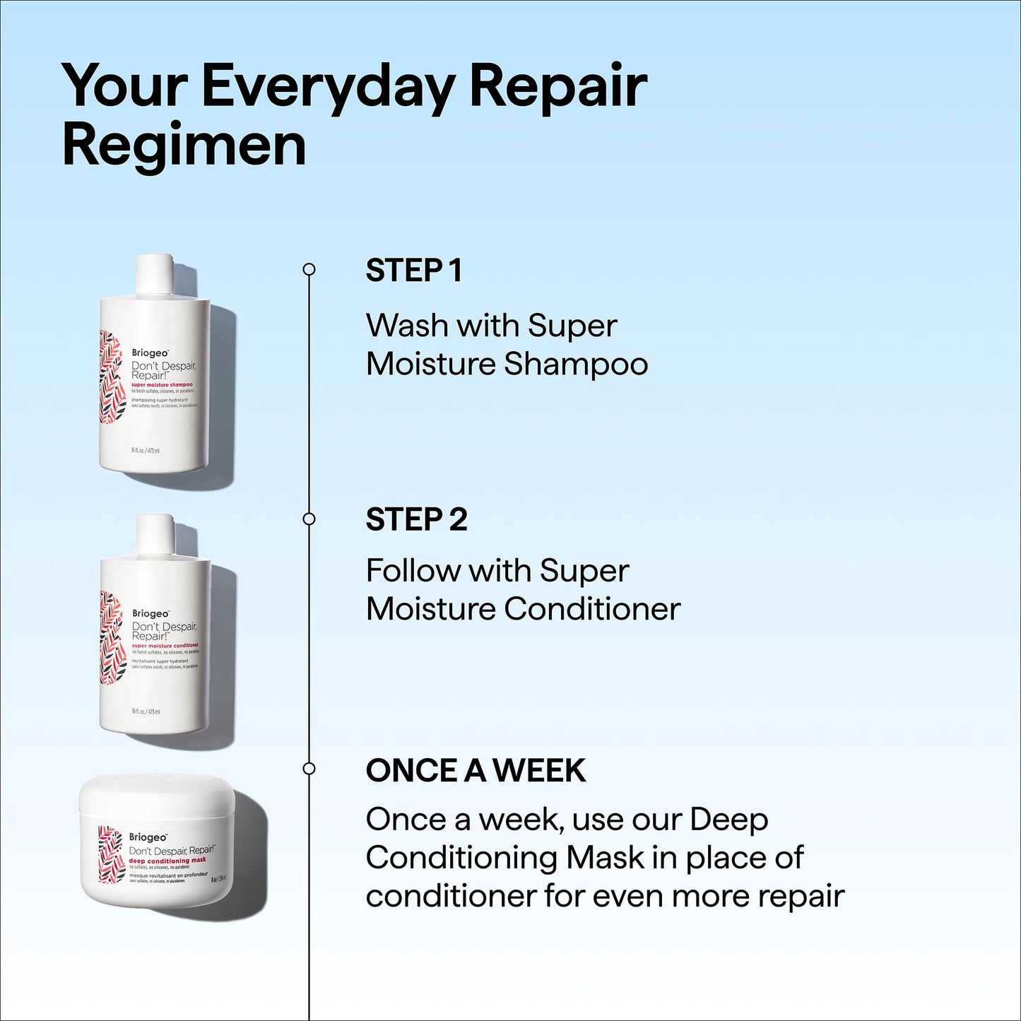 Briogeo Don't Despair, Repair! Super Moisture Conditioner | Moisturizing Protein Conditioner with Argan Oil for Dry, Damaged Hair | Silicone-Free | Vegan & Cruelty-Free | 16 fl oz