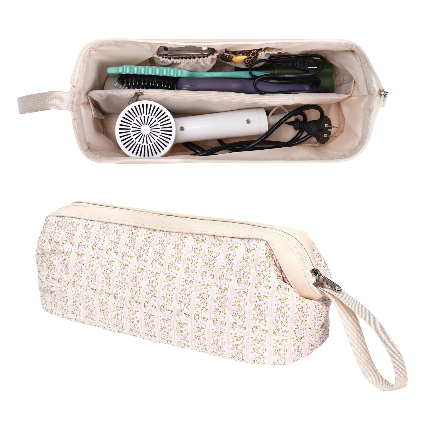 idoltimes Hair Tools Travel Bag, Quilted Hair Tool Bag for Women, Portable Hair Dryer Organizer Case Compatible with Dyson Airwrap Styler