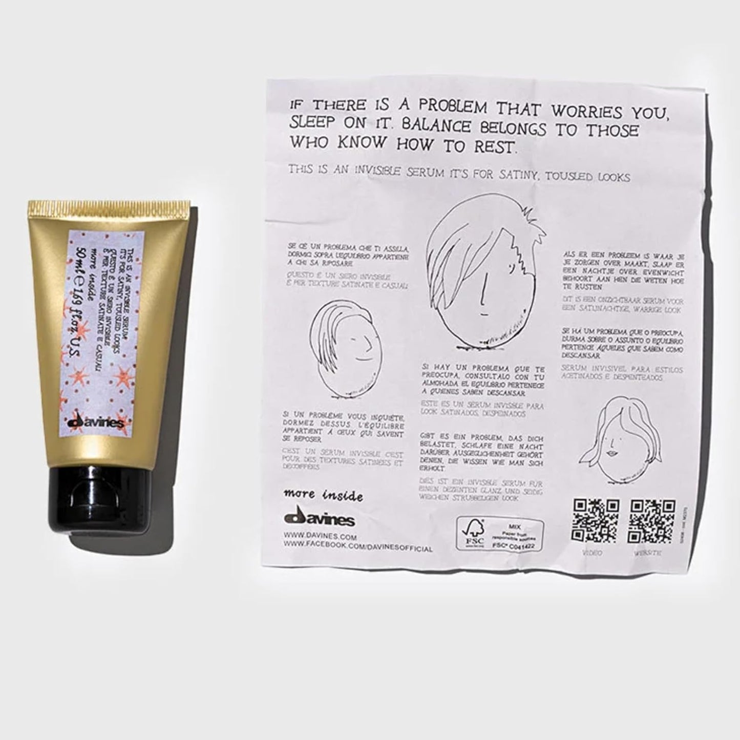 Davines Invisible Serum - Light Hold Anti-Frizz Treatment for Casual Styles | Travel Size 1.69 Fl Oz