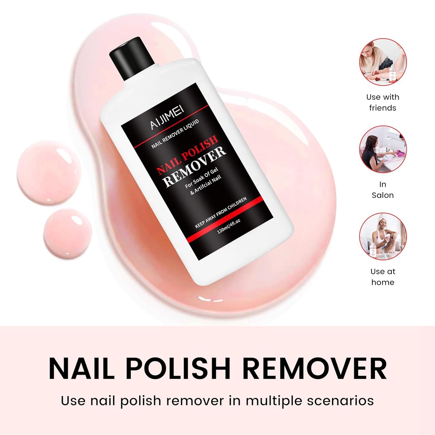Nail Gel Polish Remover - Acetone 120ml for Acrylic, Dipping Powder & Gel Nails | Gentle & Effective Formula