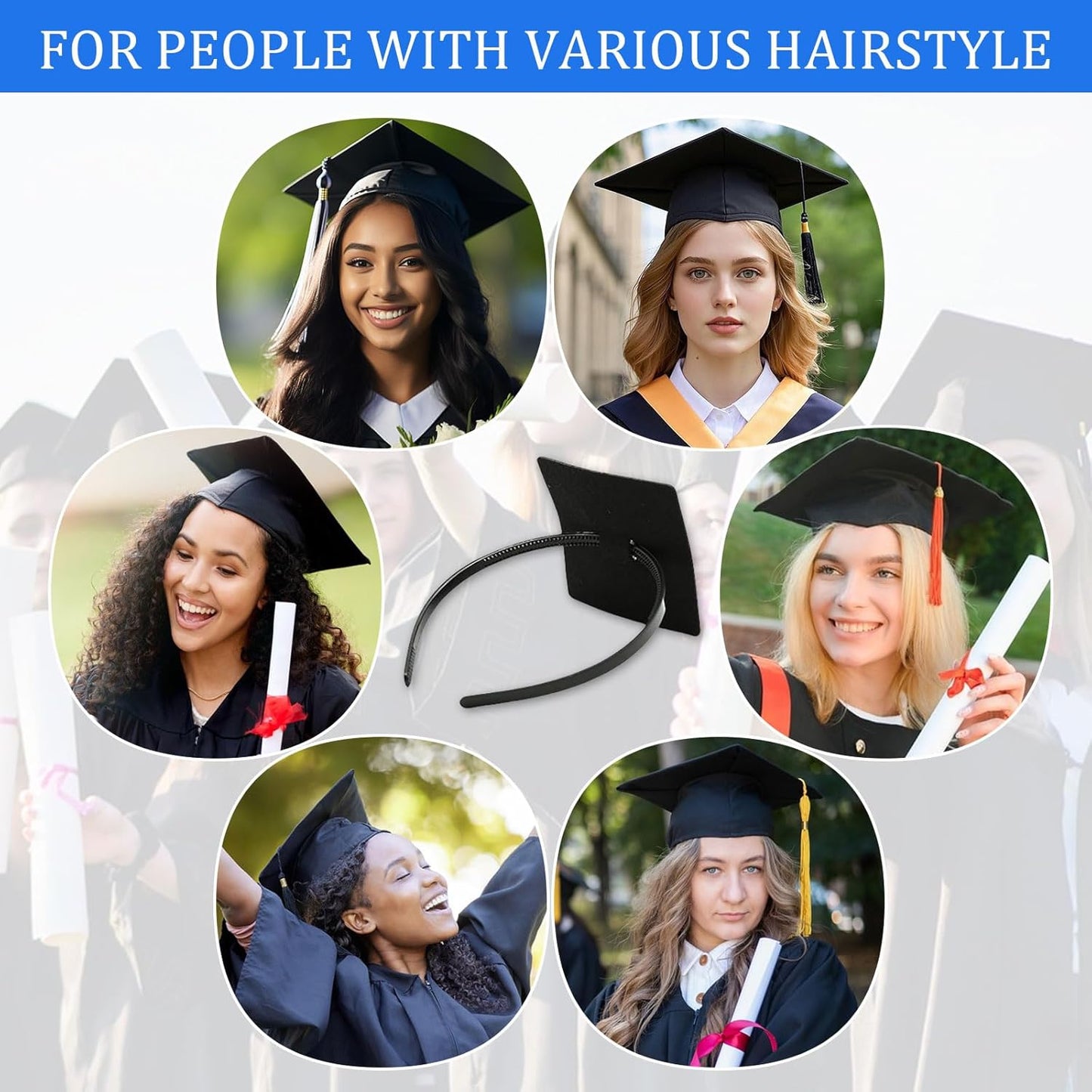 Graduation Cap Headband Insert - Adjustable Anti-Fall Hairband for Secure Hairstyle | Upgraded Design
