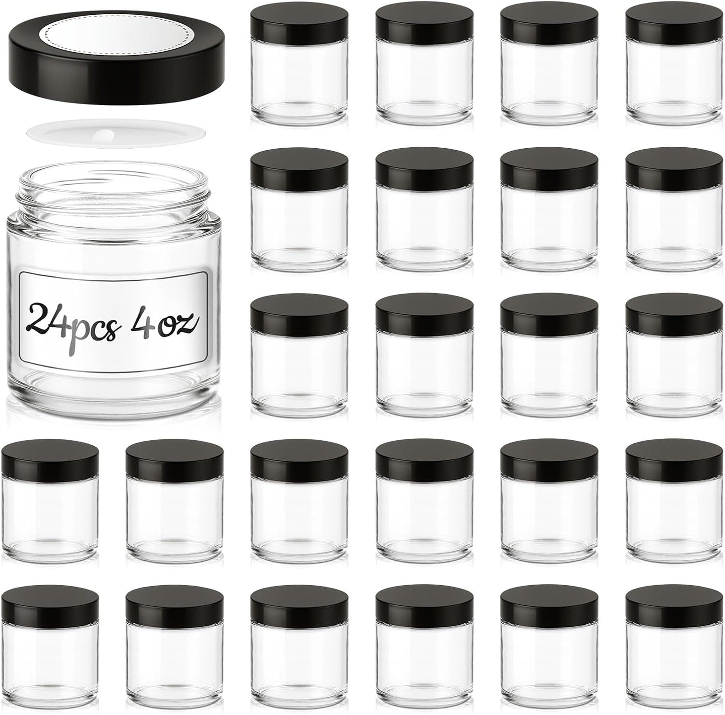 Amber Glass Jars - 2 oz Leakproof Containers with Black Lids | 36 Pack for Lotions, Powders & Candle Making