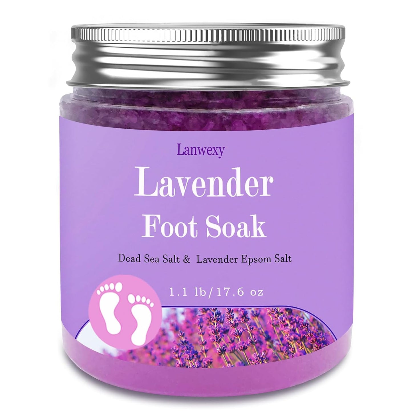 Lavender Foot Soak | Organic Epsom & Sea Salt Spa Treatment for Dry, Cracked Feet - 1.1 Lbs