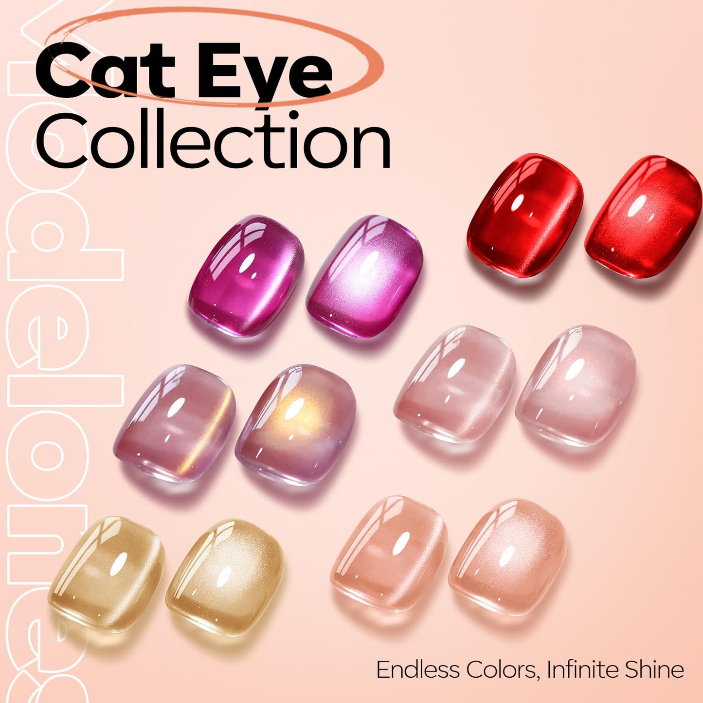 Nude Cat Eye Gel Nail Polish - Holographic Glitter & Shimmer | 15 ML Translucent Color