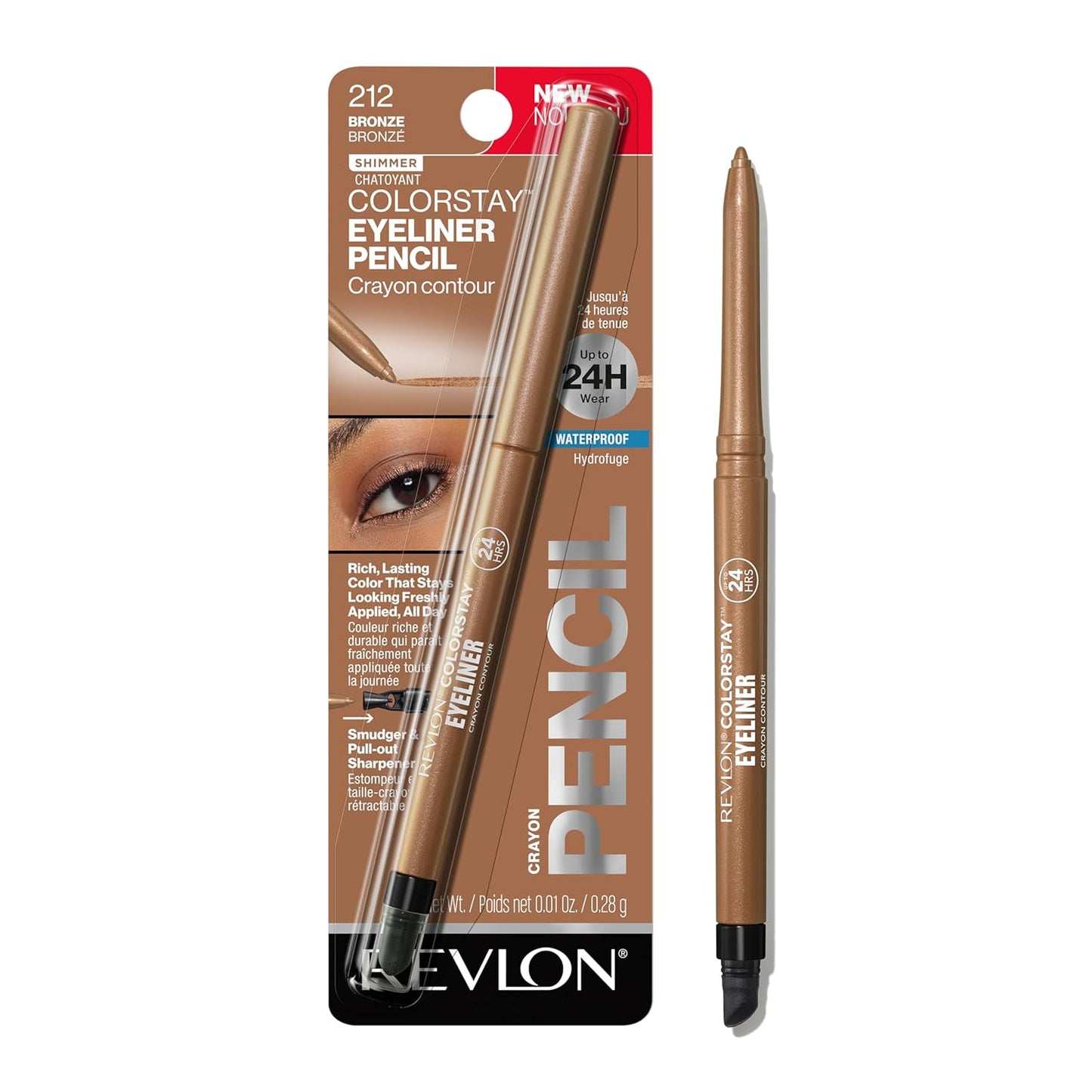Revlon ColorStay Waterproof Eyeliner Pencil - Smudge-Proof Matte Finish, 203 Brown | 0.01 oz