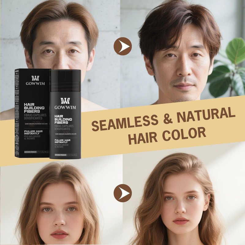 gowwim Hair Fibers for Thinning Hair 25g Hair Building Fibers 100% Undetectable,Instantly Cover Sparse Hair Areas-Bald Spots Cover Up. (Light Brown)