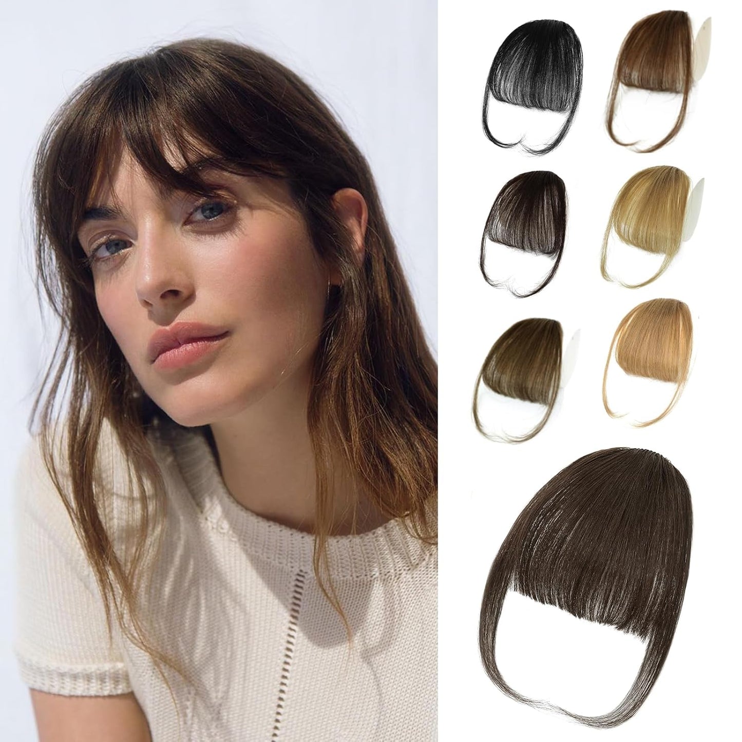Bangs Hair Clip - 100% Real Human Hair Extensions | Natural Black Wispy Fringe for Women