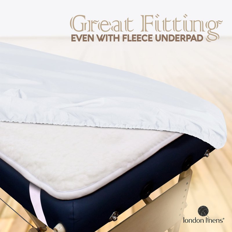 LONDON LINENS Soft Microfiber Massage Table Sheets Set 3 Piece Set - Includes Massage Table Cover, Massage Fitted Sheet, and Massage Face Rest Cover (White)