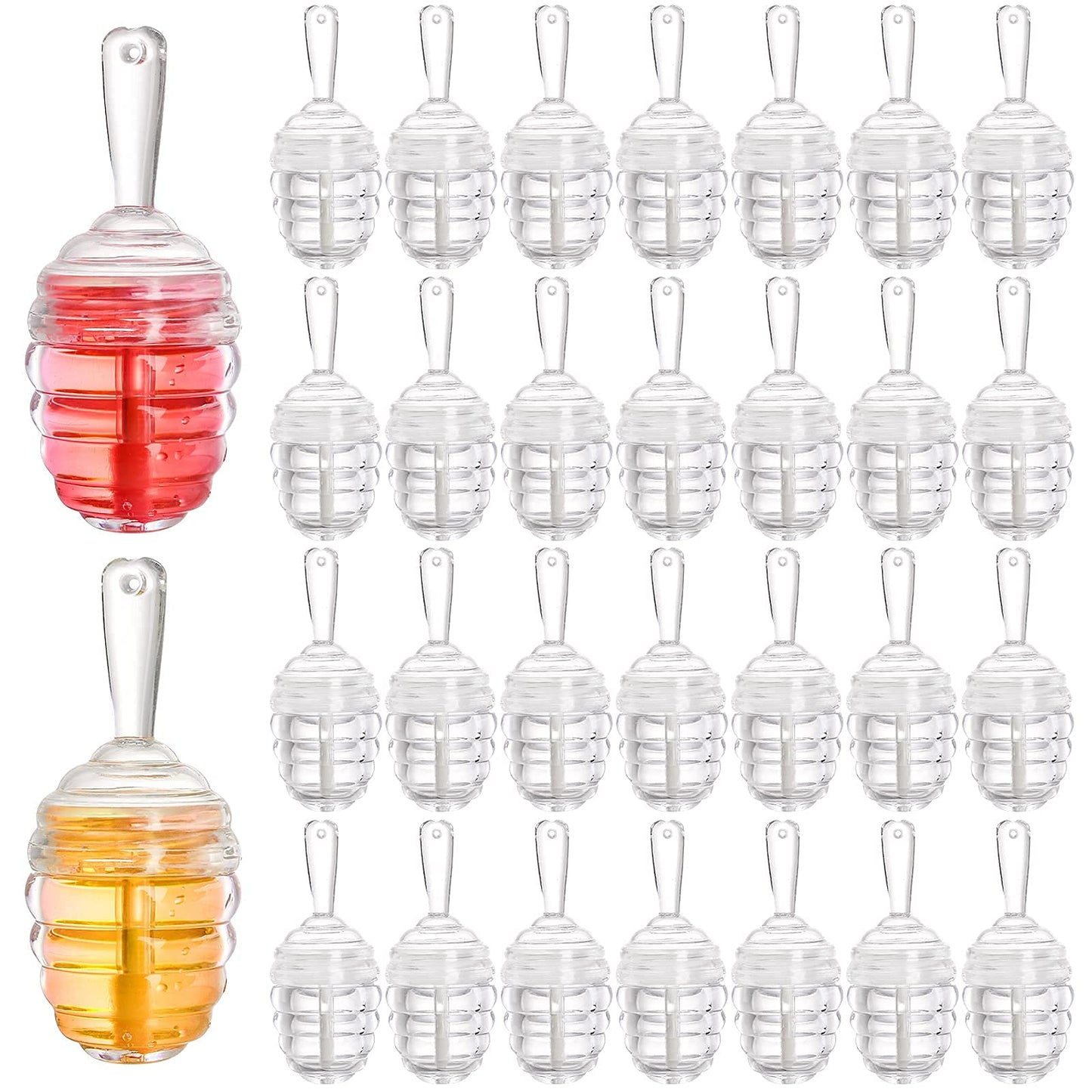 DEAYOU 30 Pack Empty Lip Gloss Tubes with Wand, Honey Pots Shaped Refillable Plastic Lipgloss Containers, Clear Lipstick Brush Bottles for Women DIY Makeup, Lipgloss Making Kit, 0.2OZ/ 6ml