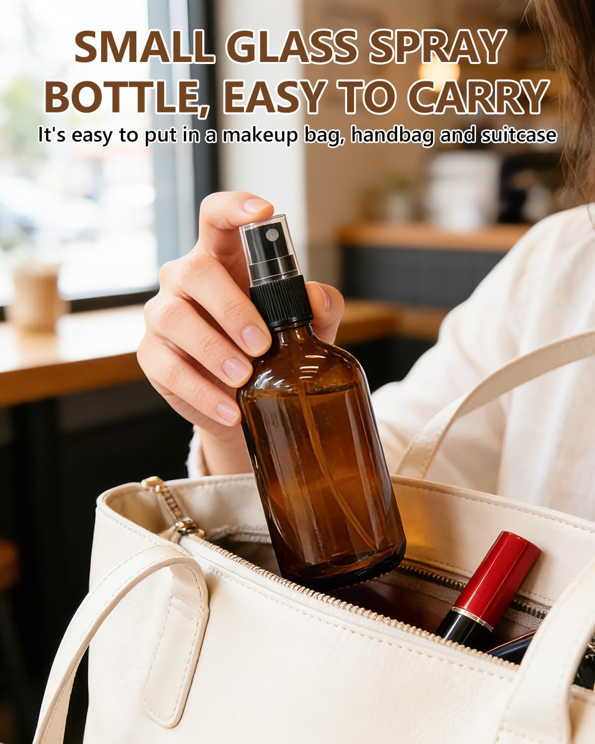 Amber Glass Spray Bottles - 35 Pack 4oz Fine Mist Refillable Containers for Essential Oils, Hair, Travel, Cleaning | Mini Size
