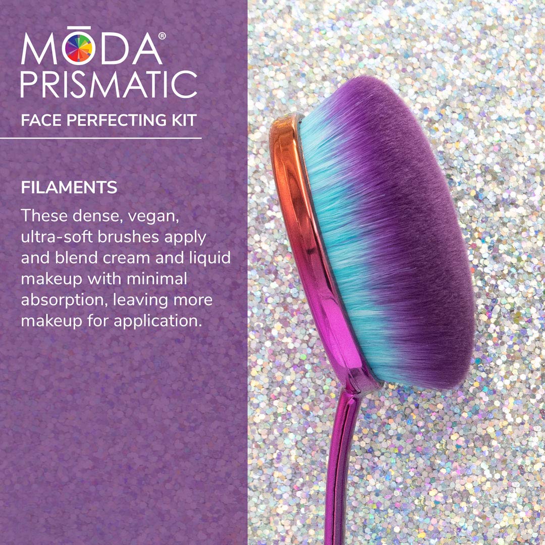 Prismatic 4pc Face Perfecting Makeup Brush Set - Ultra-Soft Synthetic Brushes for Seamless Foundation, Blush & Powder Blending